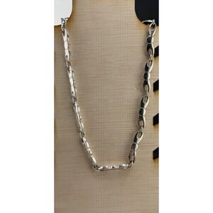 Vintage Monet Silver Tone Necklace Bows Link Signed 14"